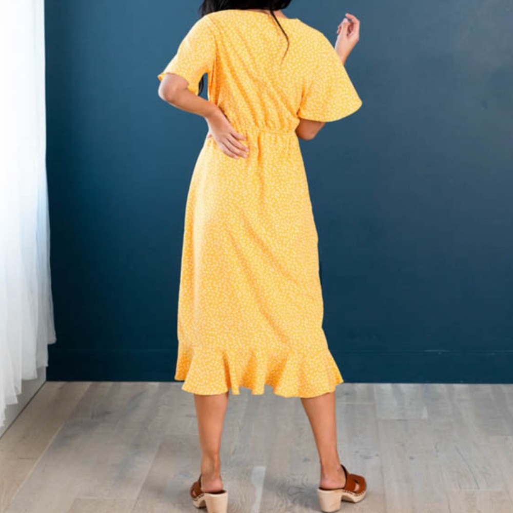 SweetSalt Polka Dot Midi Wrap Dress - Picture 3 of 11